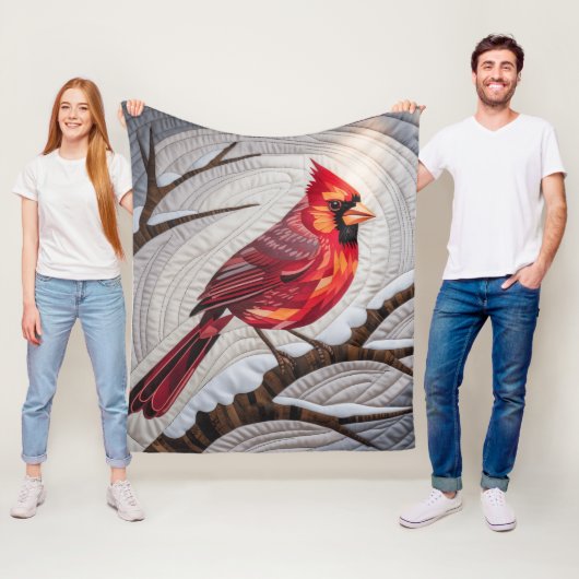 Kardinal Bird Fleece Blanket - Roter Kardinal auf (Beispiel)