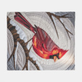 Kardinal Bird Fleece Blanket - Roter Kardinal auf (Vorderseite (Horizontal))