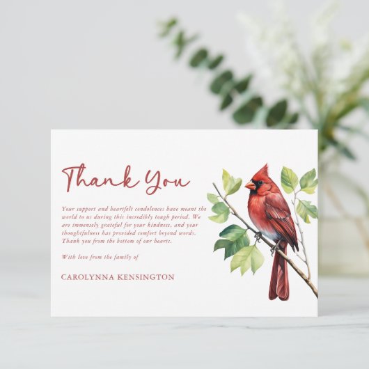 Kardinal Bird Funerbital Gedenkstein Danke (Stehend Vorderseite)