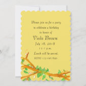 Kardinal Bird Geburtstagsparty Einladung Gelb (Rückseite)