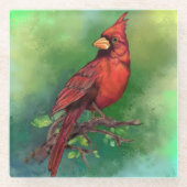 Kardinal Bird Glass Untersetzer Painting (Vorderseite)