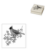 Kardinal Bird Illustration Holly Branch Gummistempel (Stempel)