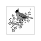 Kardinal Bird Illustration Holly Branch Gummistempel (Prägung)