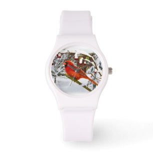 Kardinal Bird im Schnee Armbanduhr