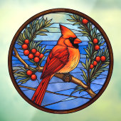 Kardinal Bird in den Berry-Bush-Imitaten festgehal Fensteraufkleber (Blatt 3)