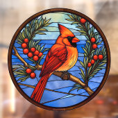 Kardinal Bird in den Berry-Bush-Imitaten festgehal Fensteraufkleber (Blatt 2)