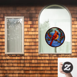 Kardinal Bird in den Berry-Bush-Imitaten festgehal Fensteraufkleber