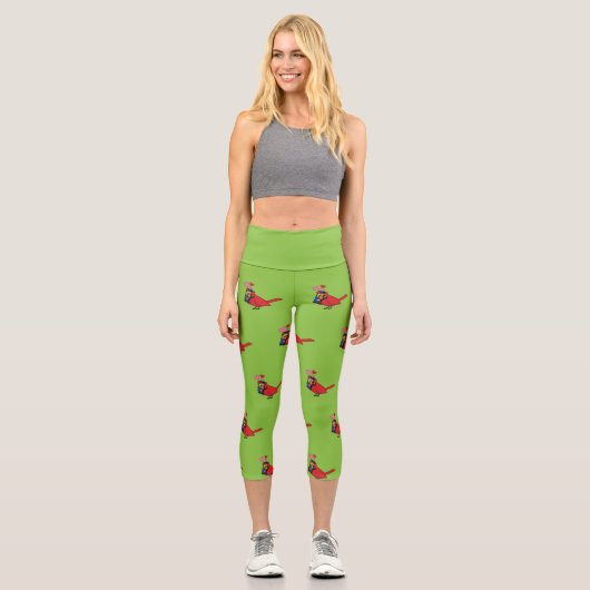 Kardinal Bird Liebe Paarung von Anrufen Capri Leggings (Vorderseite)