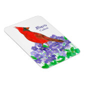 Kardinal Bird Lila Violet Blume Aquarellfarbe Magnet (Rechte Seite)