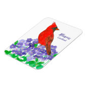 Kardinal Bird Lila Violet Blume Aquarellfarbe Magnet (Linke Seite)
