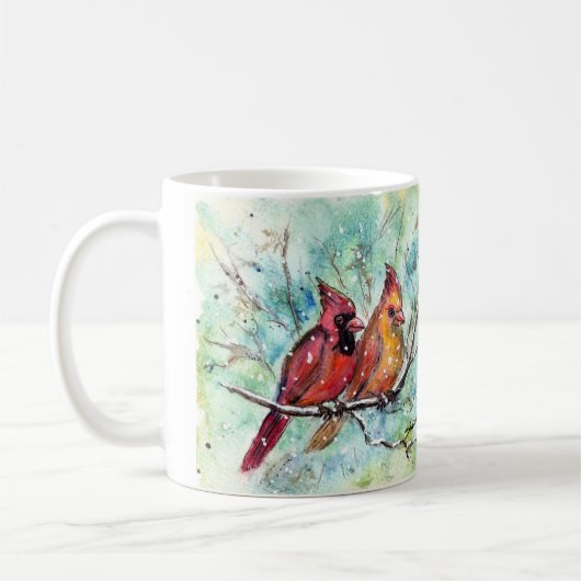 Kardinal Bird Pair Art Kaffeetasse (Links)
