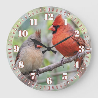 Kardinal-Bird-Pair-Wall-Uhr Große Wanduhr