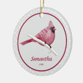 Kardinal Bird Personalisiert Name Foto Keramik Ornament (Links)