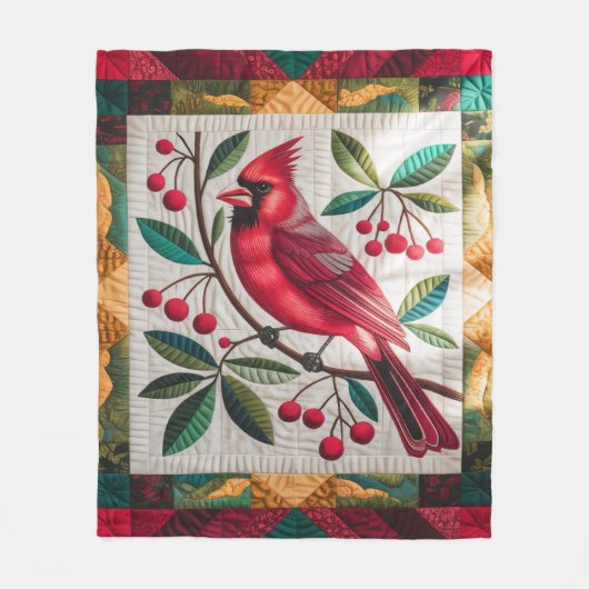 Kardinal Bird Quilt, Fleece Blanket - Vibranred (Vorderseite)