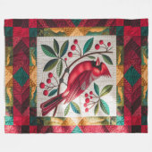 Kardinal Bird Quilt, Fleece Blanket - Vibranred (Vorderseite (Horizontal))