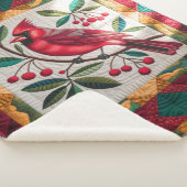 Kardinal Bird Quilt, Fleece Blanket - Vibranred Sherpadecke (3/4)
