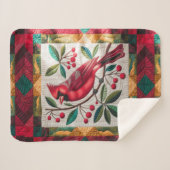 Kardinal Bird Quilt, Fleece Blanket - Vibranred Sherpadecke (Vorderseite (Horizontal))