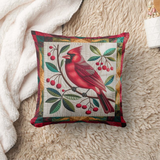 Kardinal Bird Quilt, Throw Kissen Vibranlow Red Ca (Decke)