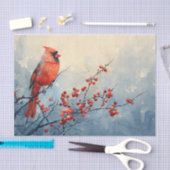 Kardinal Bird Red Berries Entdeckungsreise Seidenpapier (Handwerk)