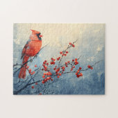 Kardinal Bird Red Berries Puzzle (Horizontal)