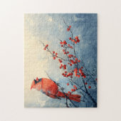 Kardinal Bird Red Berries Puzzle (Vertikal)
