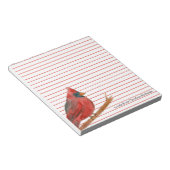 Kardinal Bird Red Lined Individuelle Name Notizblock (angewinkelt)
