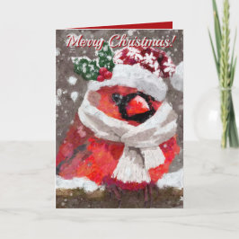 Kardinal Bird Scarf Hat Snow Holiday Karte