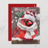 Kardinal Bird Scarf Hat Snow Holiday Postkarte (Vorne/Hinten)