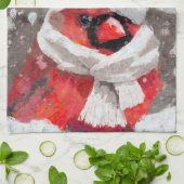 Kardinal Bird Scarf & Hat zu Weihnachten Geschirrtuch (Gefaltet)