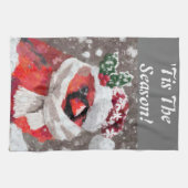 Kardinal Bird Scarf & Hat zu Weihnachten Geschirrtuch (Horizontal)