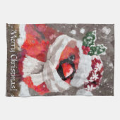 Kardinal Bird Scarf & Hat zu Weihnachten Geschirrtuch (Horizontal)