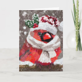 Kardinal Bird Scarf & Hat zu Weihnachten Karte