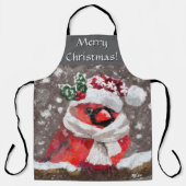 Kardinal Bird Scarf & Hat zu Weihnachten Schürze (Vorderseite)