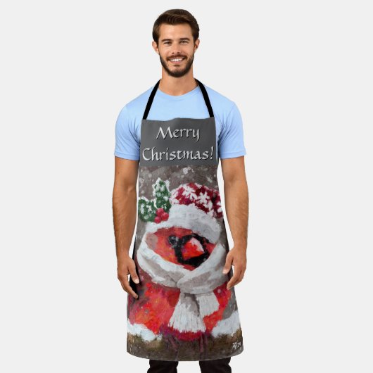 Kardinal Bird Scarf & Hat zu Weihnachten Schürze (Getragen)