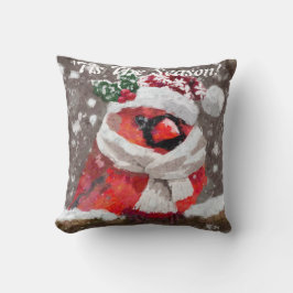 Kardinal Bird Scarhat Schnee Weihnachten Saison Kissen