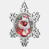 Kardinal Bird Scarhat Schnee Weihnachten Saison Schneeflocken Zinn-Ornament (Rechts)
