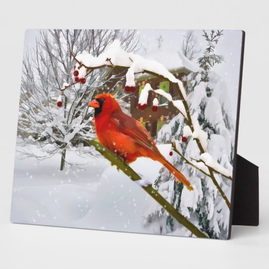 Kardinal Bird, Schnee, Winter Fotoplatte (Seite)