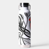 Kardinal Bird Schwarz-weiß Red Tattoo Lines Thor Trinkflasche (Vorne)