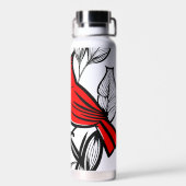 Kardinal Bird Schwarz-weiß Red Tattoo Lines Thor Trinkflasche (Rückseite)
