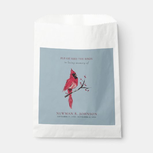 Kardinal Bird Seed Packet Beerdigung Memorial Geschenktütchen (Vorderseite)
