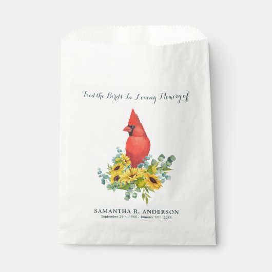 Kardinal Bird Seed Packet Gedenkfeier Beerdigung Geschenktütchen (Vorderseite)