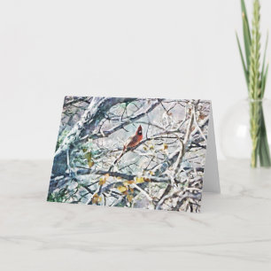 Kardinal Bird Snowy Tree Art Karte