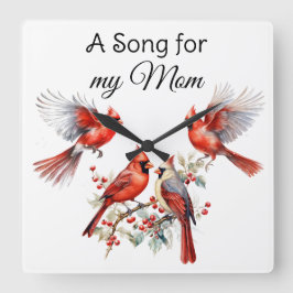 Kardinal-Bird-Wall-Uhr Quadratische Wanduhr