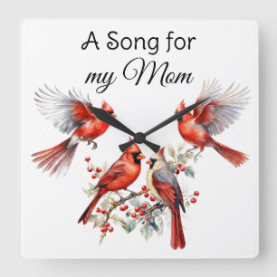 Kardinal-Bird-Wall-Uhr Quadratische Wanduhr
