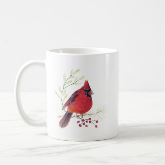 Kardinal Bird Wasserfarbe Tasse Kaffee (Links)