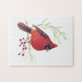 Kardinal Bird Watercolor Art Puzzle (Horizontal)