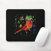 Kardinal Bird Wearing Mardi Gras Beads Jester Hat Mousepad (Mit Mouse)