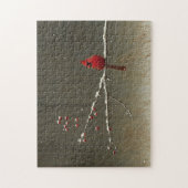 Kardinal Bird Winter Berry Tree Puzzle (Vertikal)