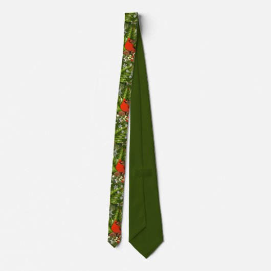 Kardinal Bird Winter Greenery Neck Tie Krawatte (Rückseite)