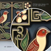 Kardinal Birds Blume Art Deco Jugendstil Fliese